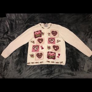 Heirloom Collectibles heart knit sweater cardigan